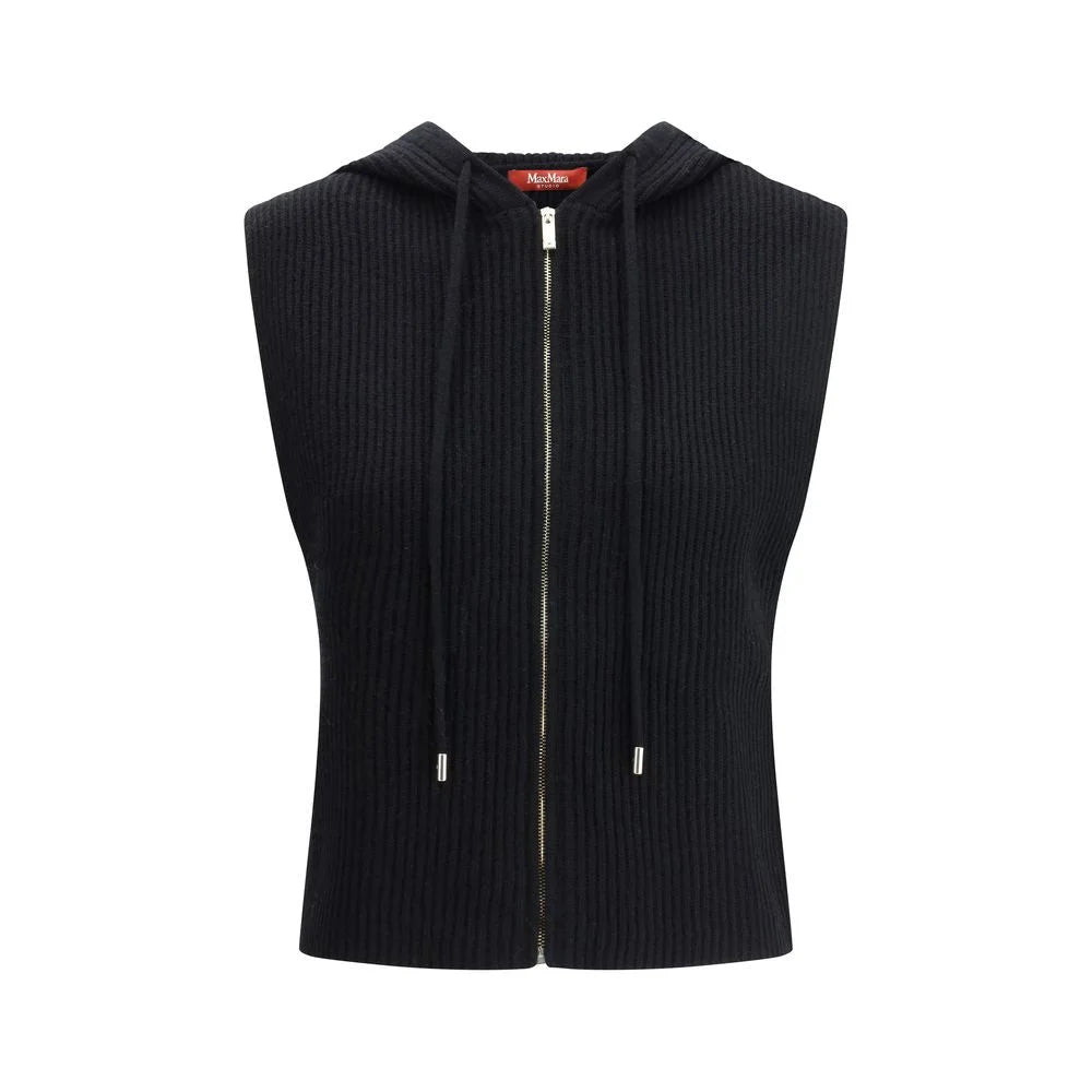 Max Mara Mescal Hooded Vest Luxurious Wool Cashmere Knit