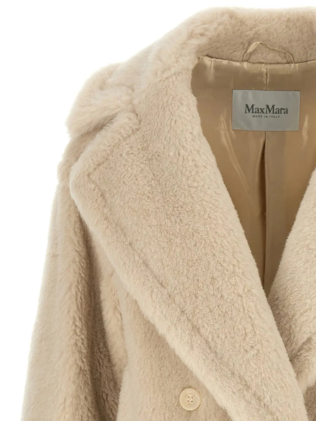 Max Mara White Alpaca Leather Coat