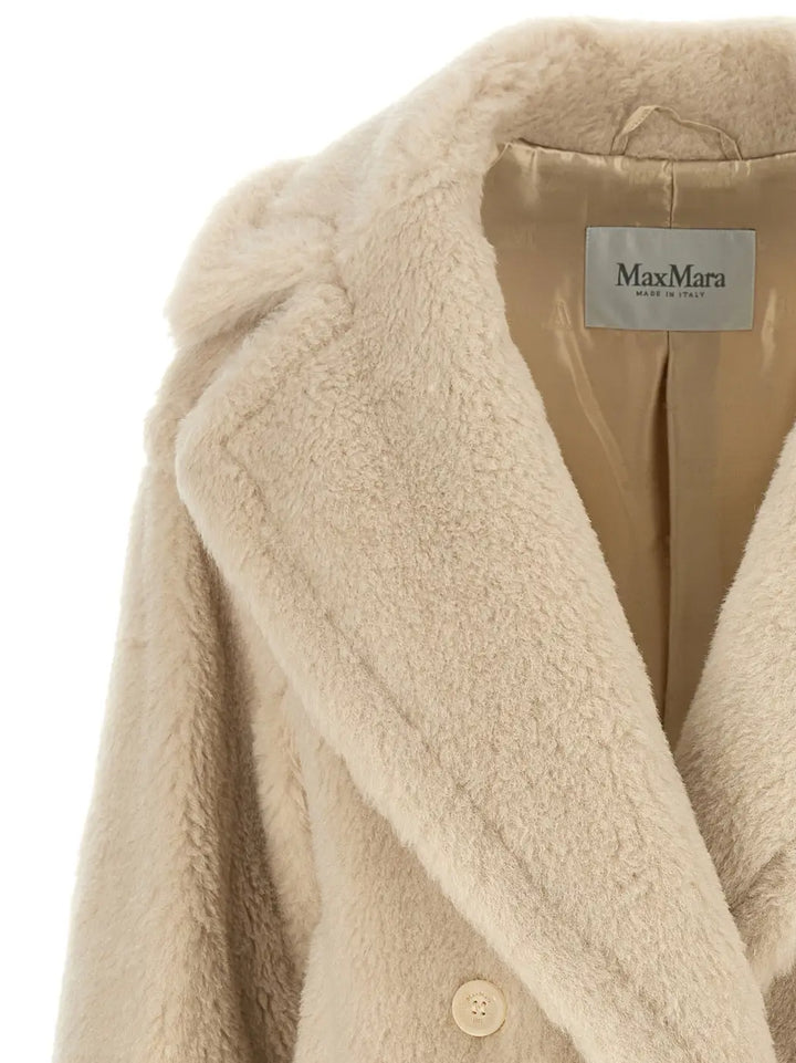Max Mara White Alpaca Leather Coat