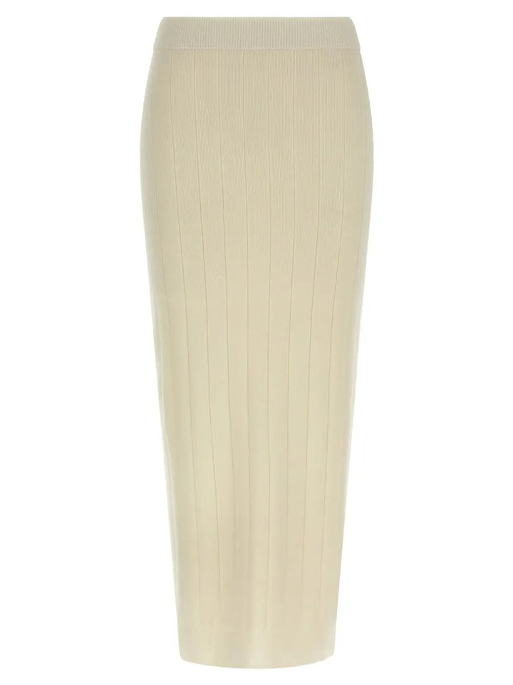 Max Mara White Cashmere Midi Skirt