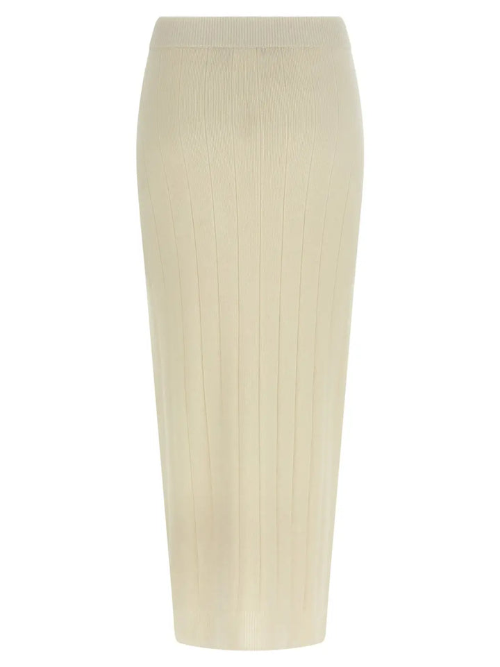 Max Mara White Cashmere Midi Skirt