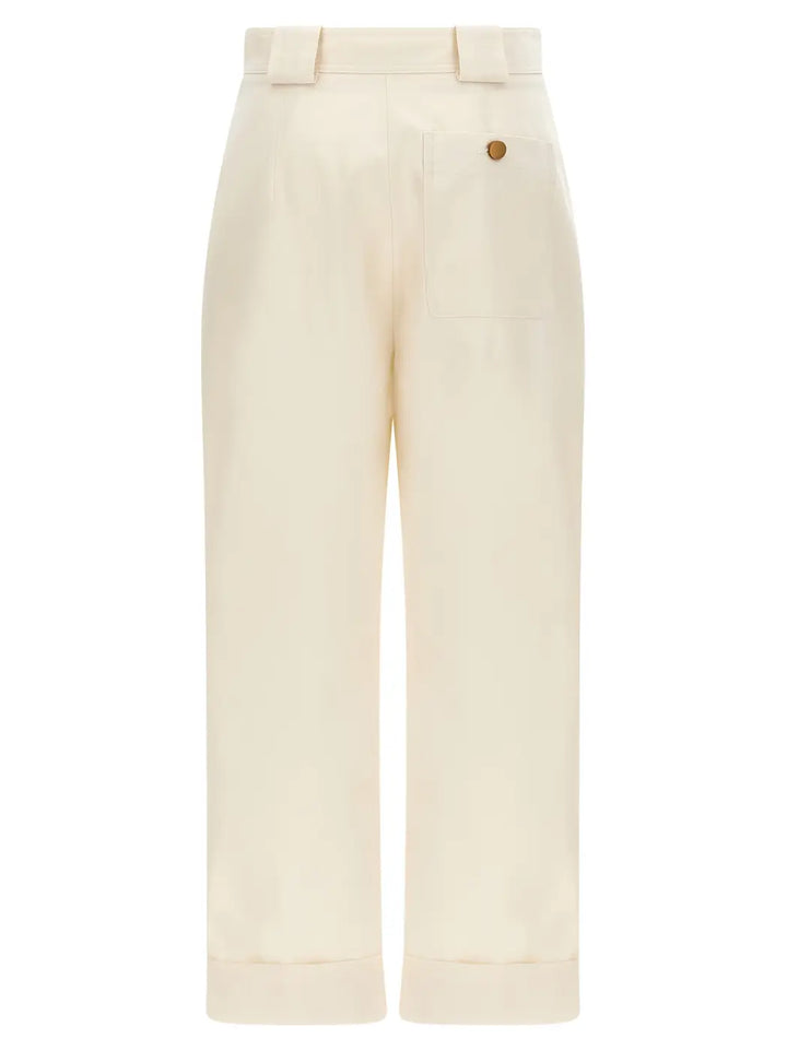 Max Mara White Cotton Casual Pants