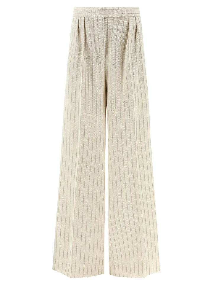 Max Mara White Cotton Casual Pants