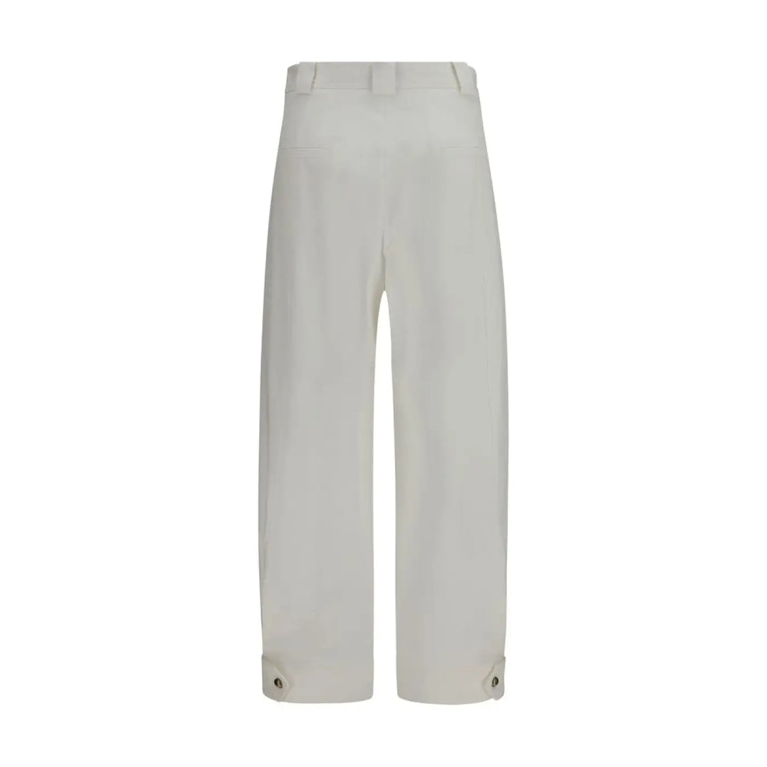 Max Mara White Cotton Cropped Pants