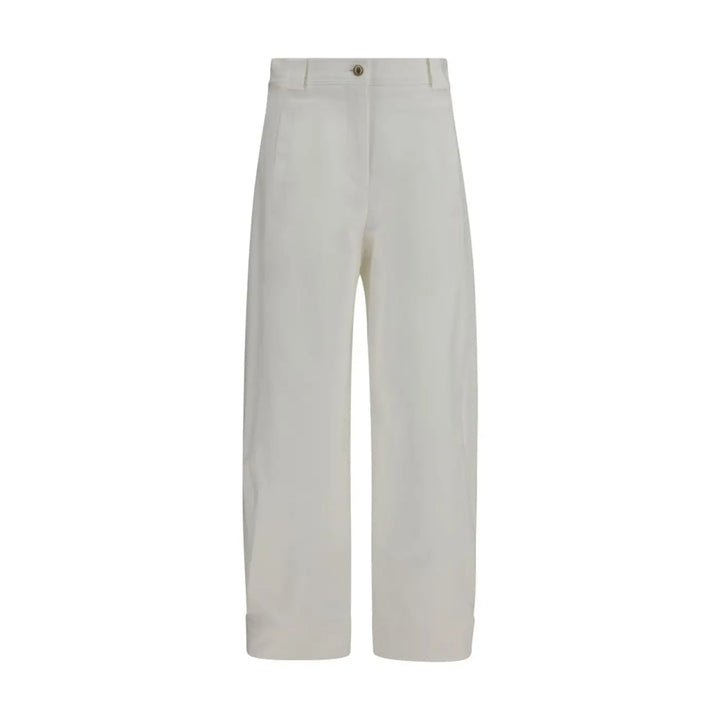 Max Mara White Cotton Cropped Pants