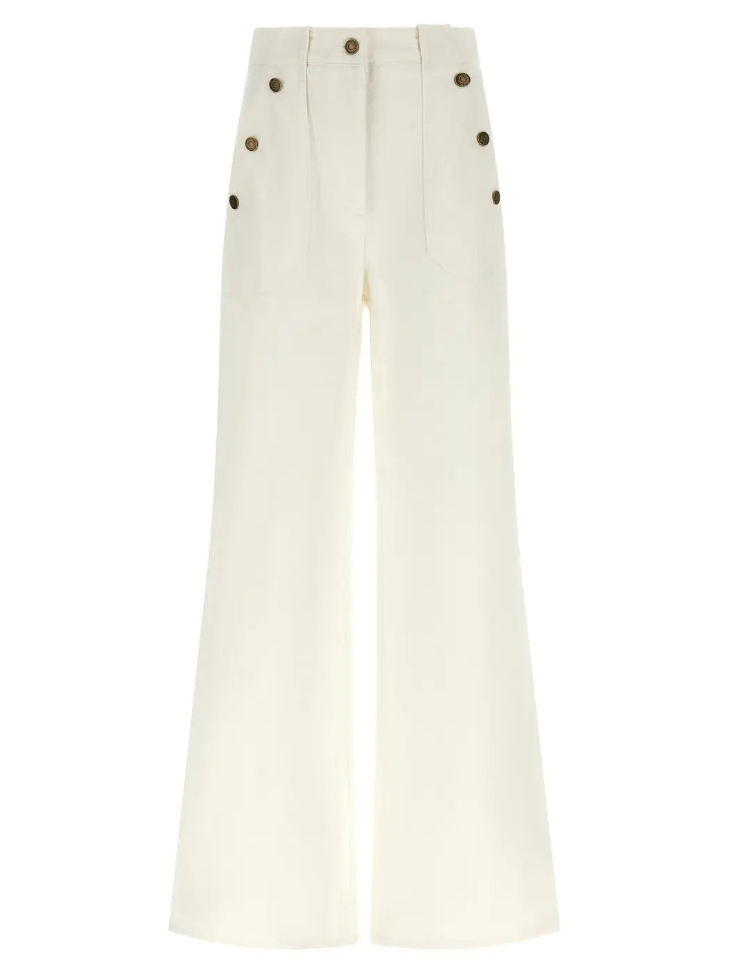 Max Mara White Cotton Flared Pants