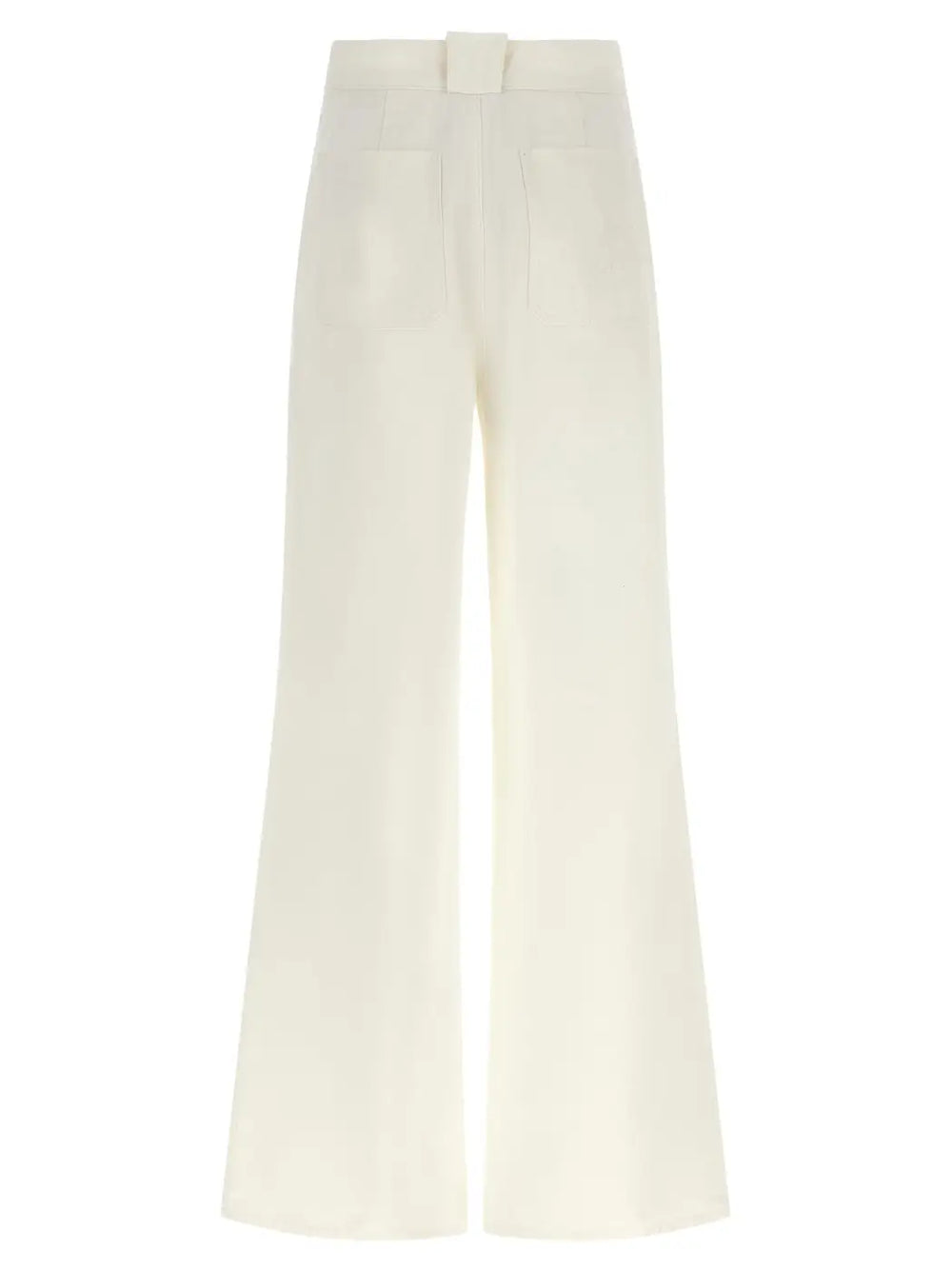 Max Mara White Cotton Flared Pants