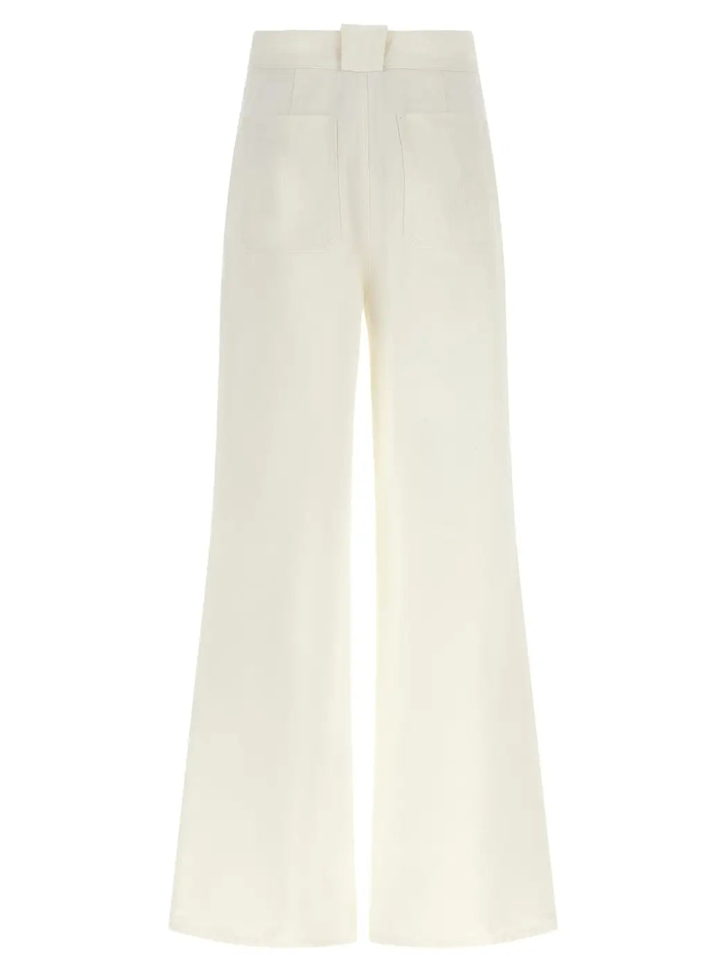 Max Mara White Cotton Flared Pants