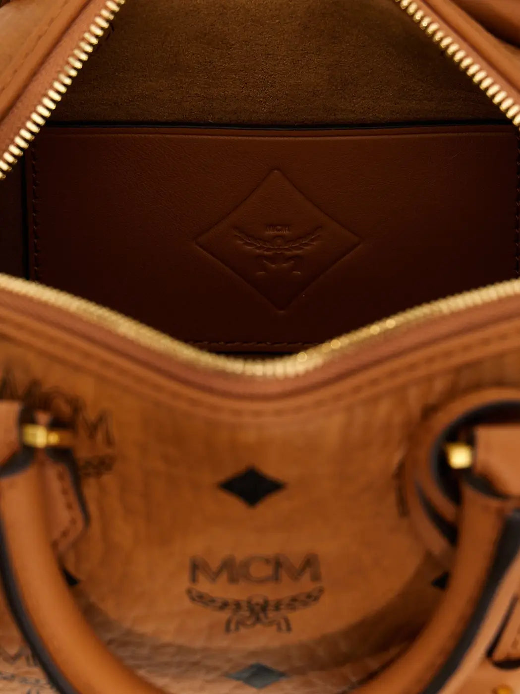 Mcm Brown Polyethylene Handbag