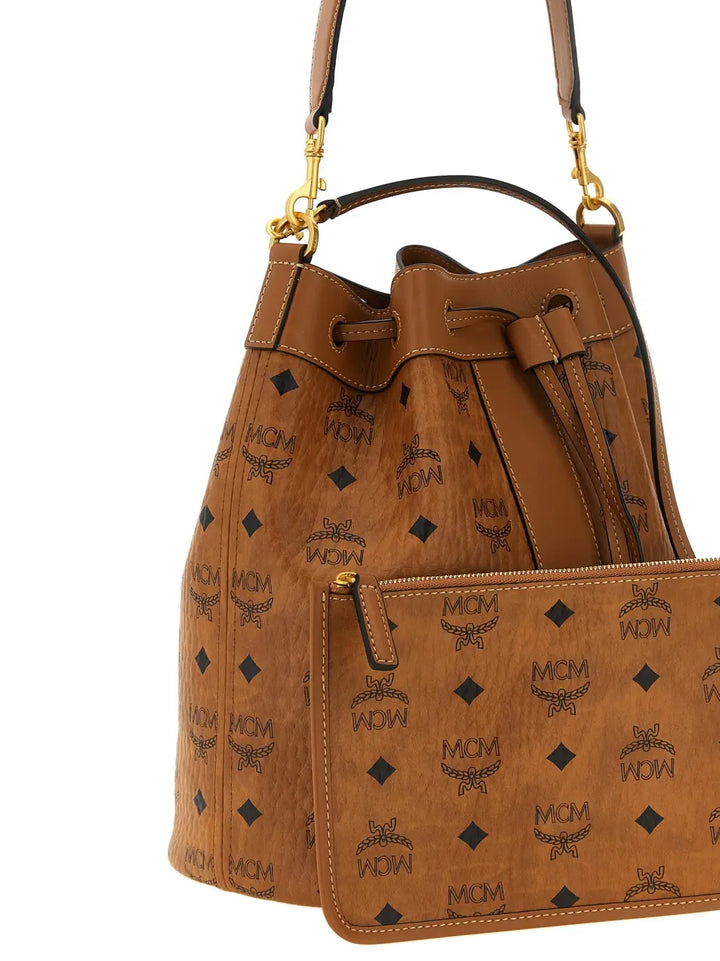 Mcm Brown Polyethylene Shoulder Bag