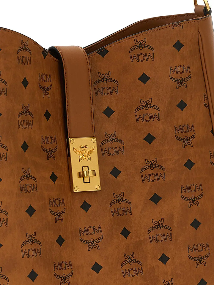 Mcm Brown Polyethylene Shoulder Bag