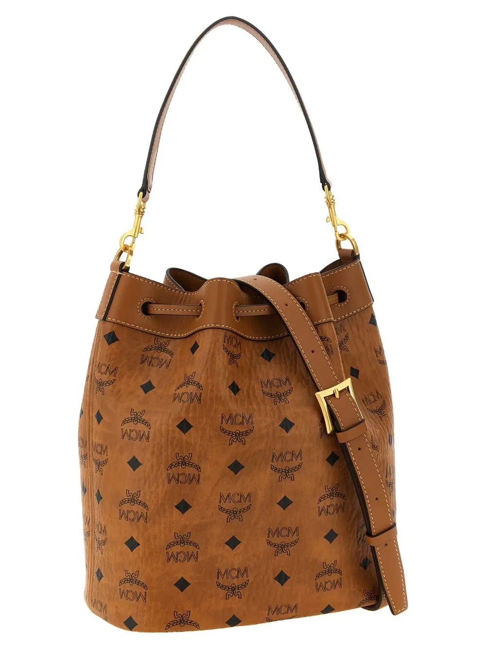 Mcm Brown Polyethylene Shoulder Bag