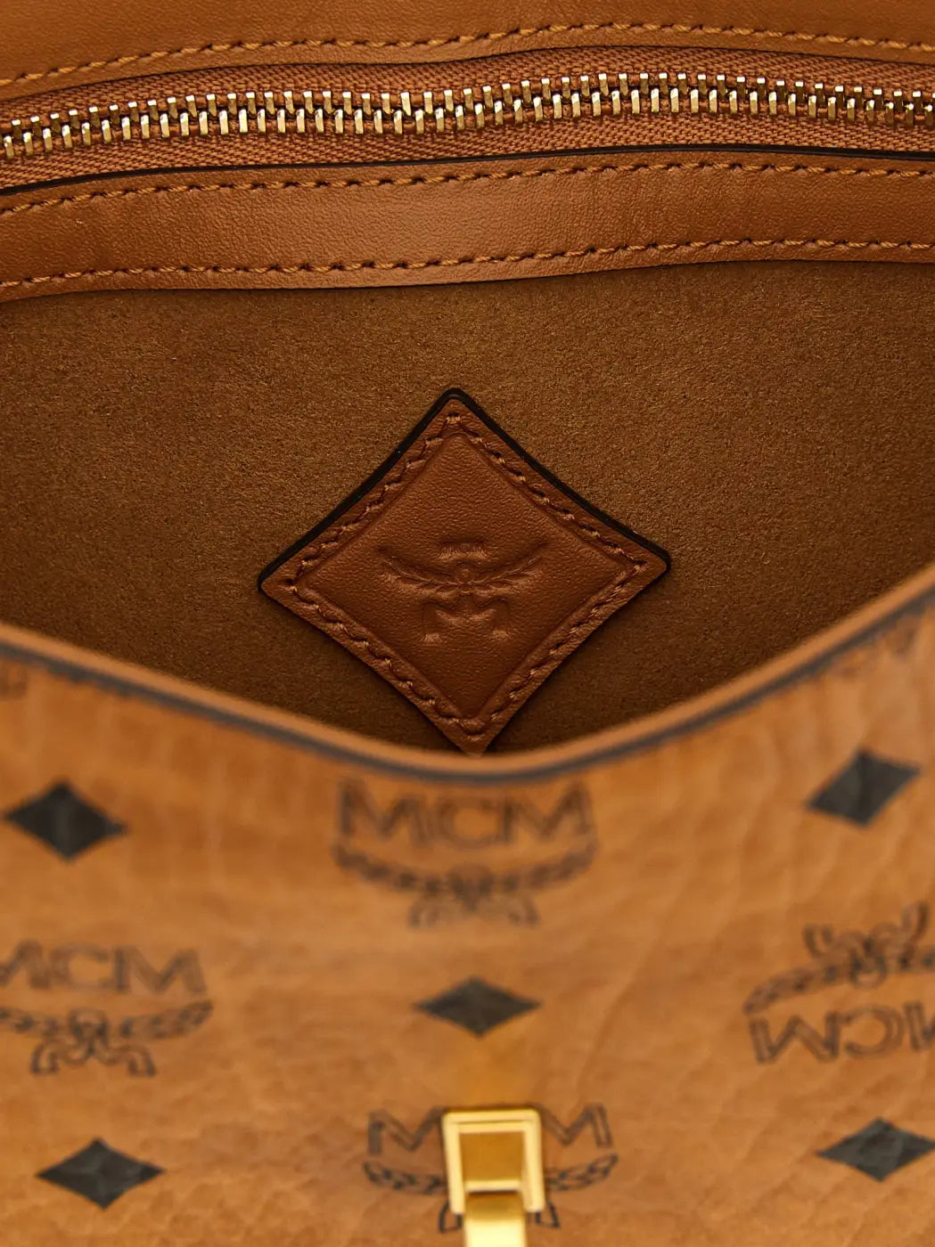 Mcm Brown Polyethylene Shoulder Bag
