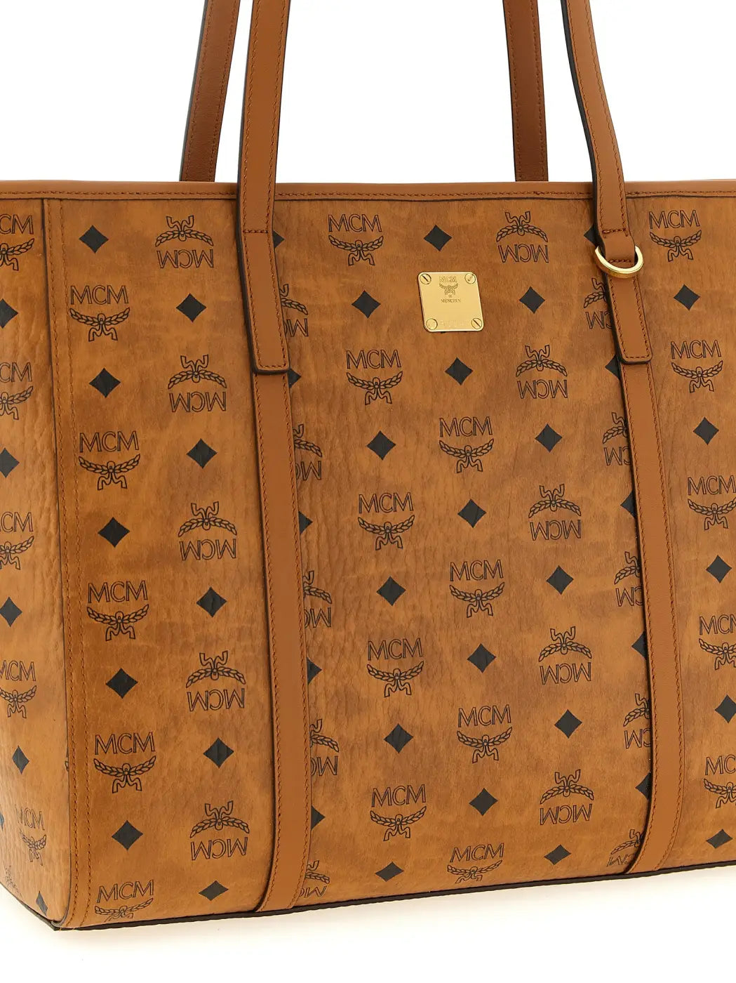 Mcm Brown Polyethylene Tote Bag