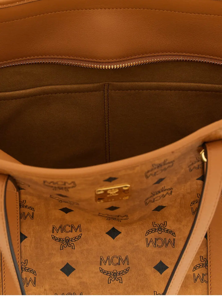 Mcm Brown Polyethylene Tote Bag
