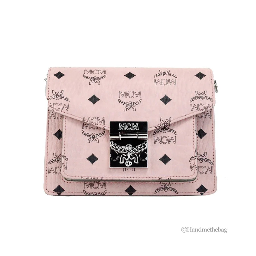 MCM Signature Patricia Leather Mini Flap Lock Crossbody Bag