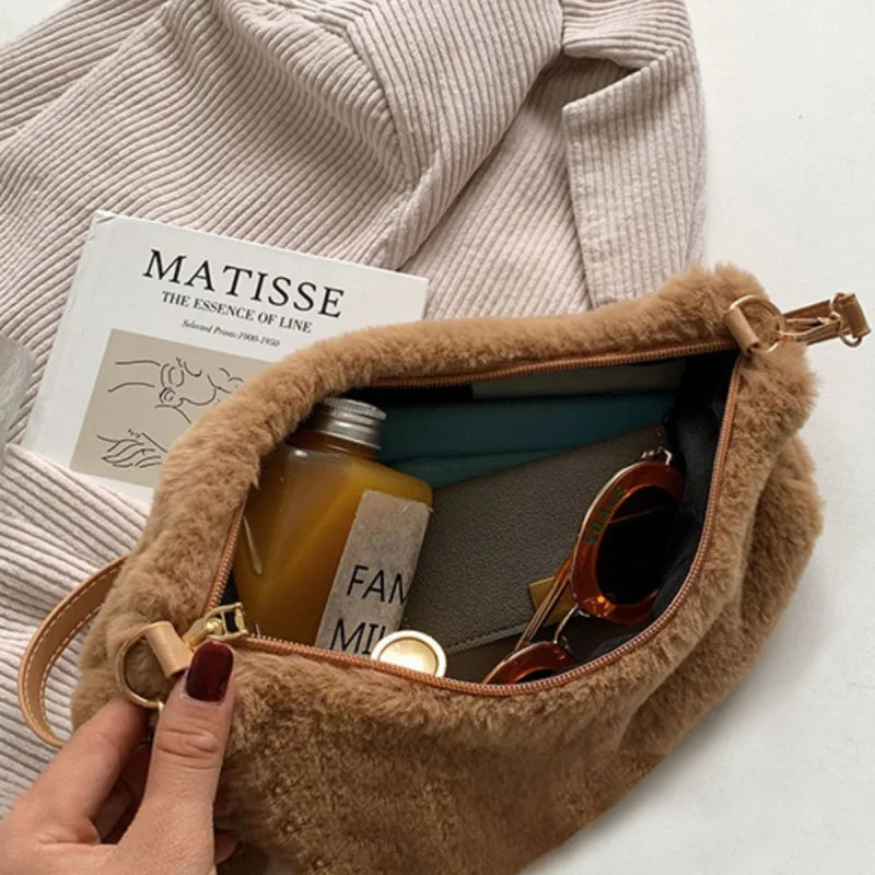 Sumptuous Fur Shoulder Bag for Your Fragrance Essentials Bags bags Trendsi