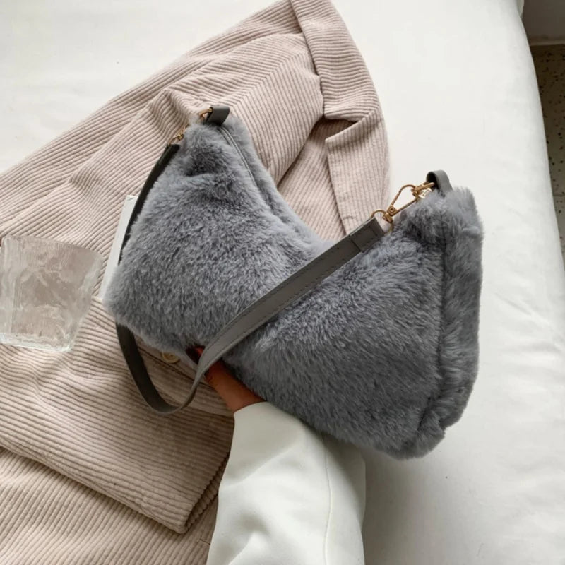 Sumptuous Fur Shoulder Bag for Your Fragrance Essentials Bags bags Trendsi