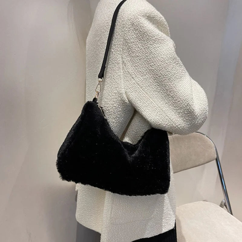 Sumptuous Fur Shoulder Bag for Your Fragrance Essentials Bags bags Trendsi