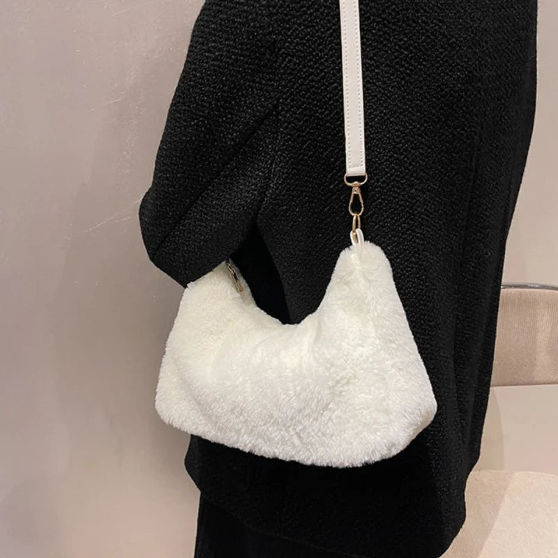 Medium Faux Fur Shoulder Bag for Dresses and Fragrance Essentials Bags bags Trendsi