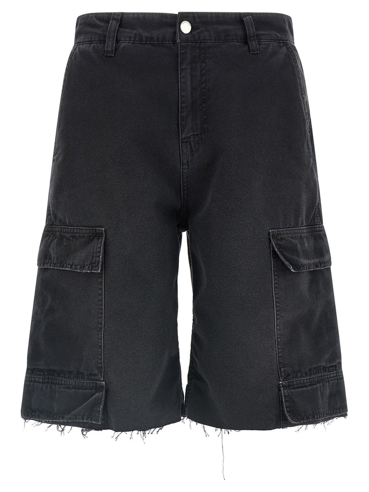 44 Label Group Black Cotton Bermuda Shorts