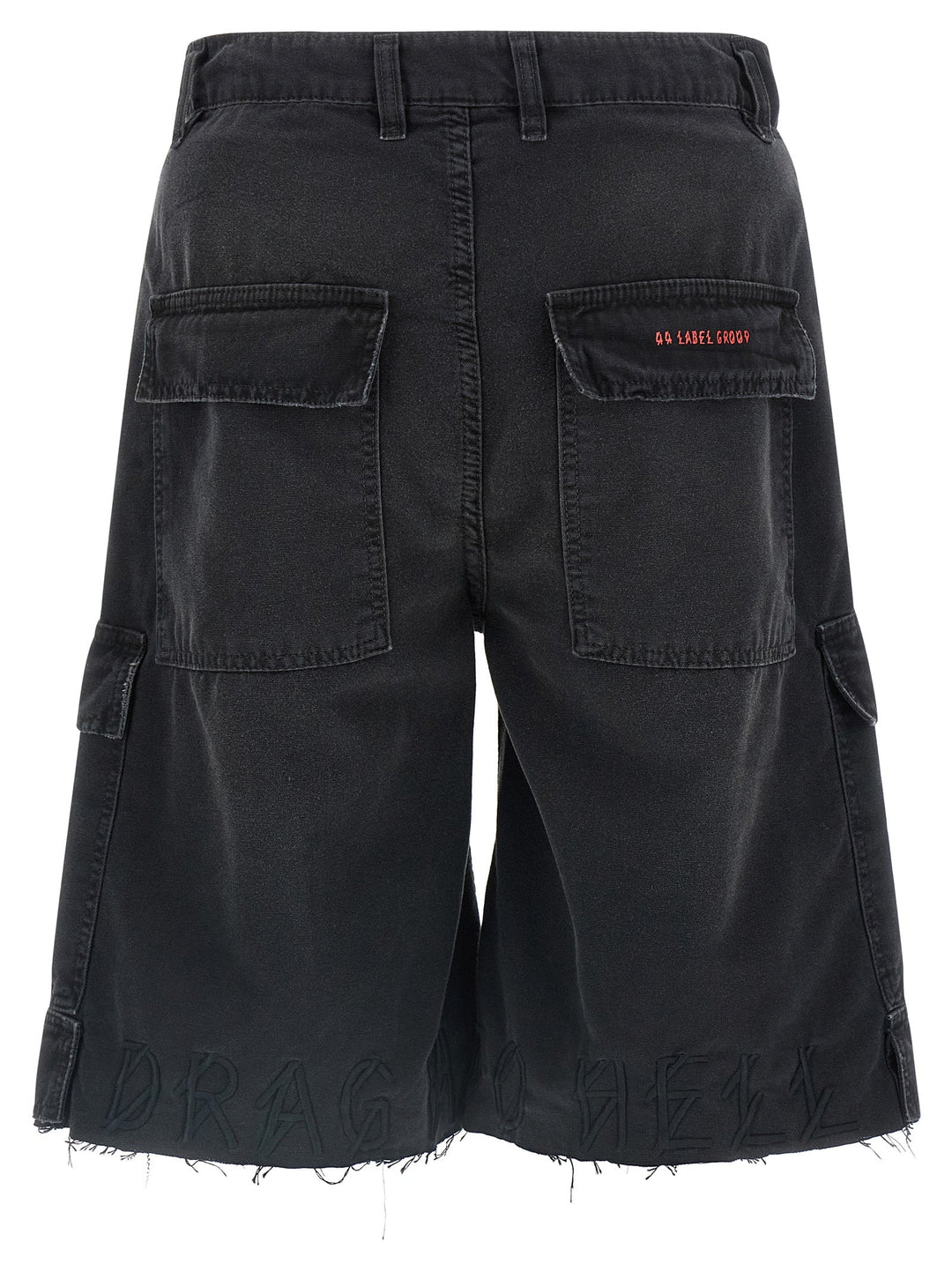 44 Label Group Black Cotton Bermuda Shorts