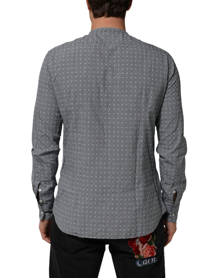 Men’s Aglini Gray Polka Dot Cotton Button Down Long Sleeves Shirt