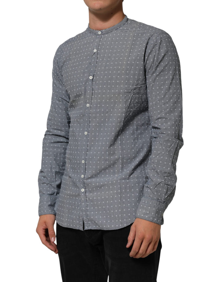 Men’s Aglini Gray Polka Dot Cotton Button Down Long Sleeves Shirt