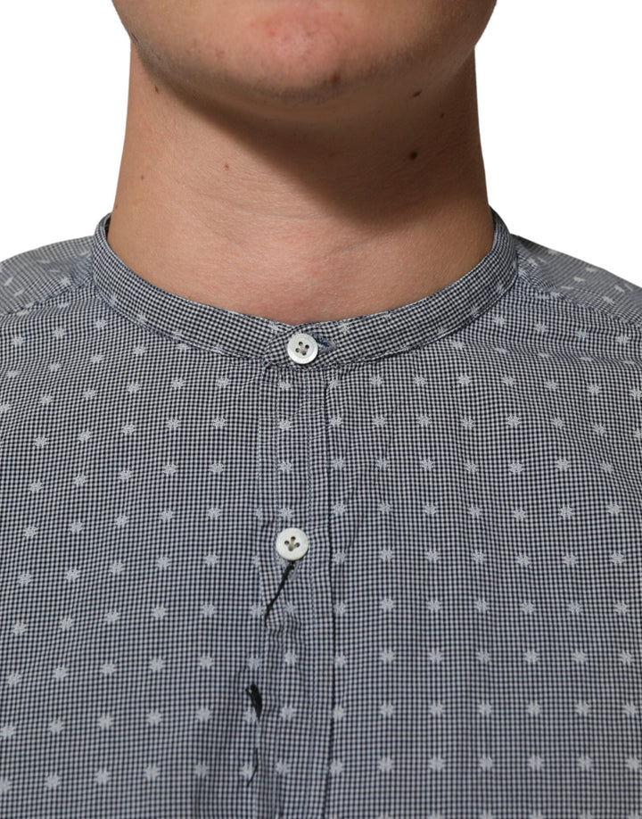 Men’s Aglini Gray Polka Dot Cotton Button Down Long Sleeves Shirt