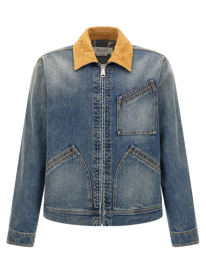 Men’s Alexander Mcqueen Blue Cotton Denim Jacket