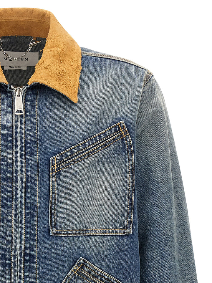 Men’s Alexander Mcqueen Blue Cotton Denim Jacket