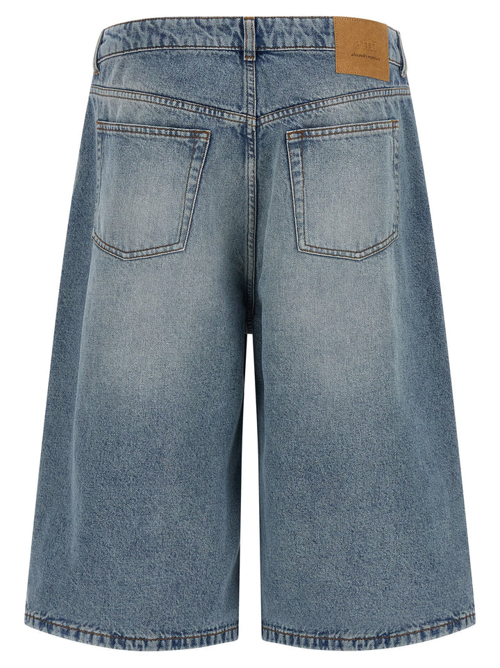 Ami Paris Blue Cotton Bermuda Shorts