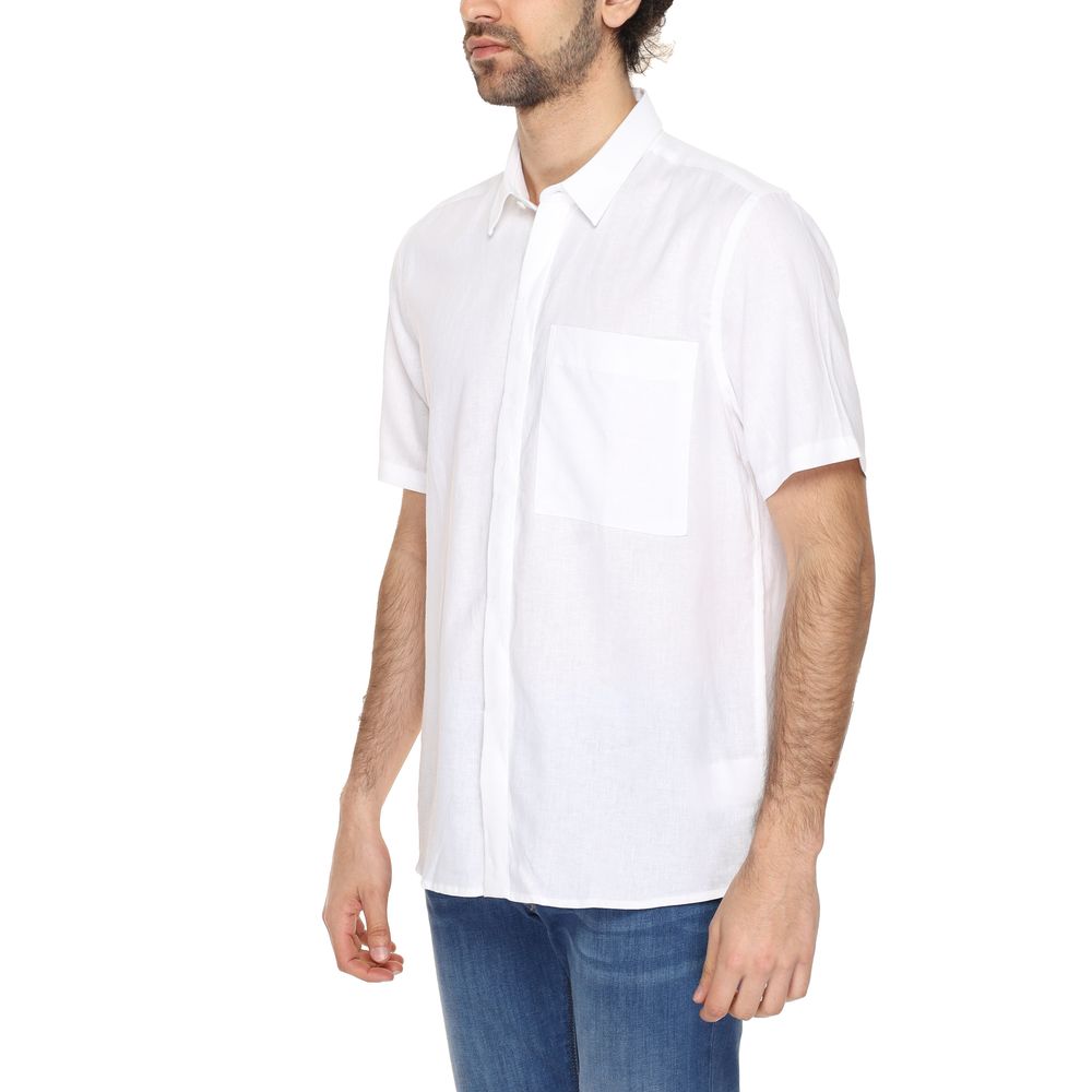 Antony Morato White Linen Shortsleeve Shirt