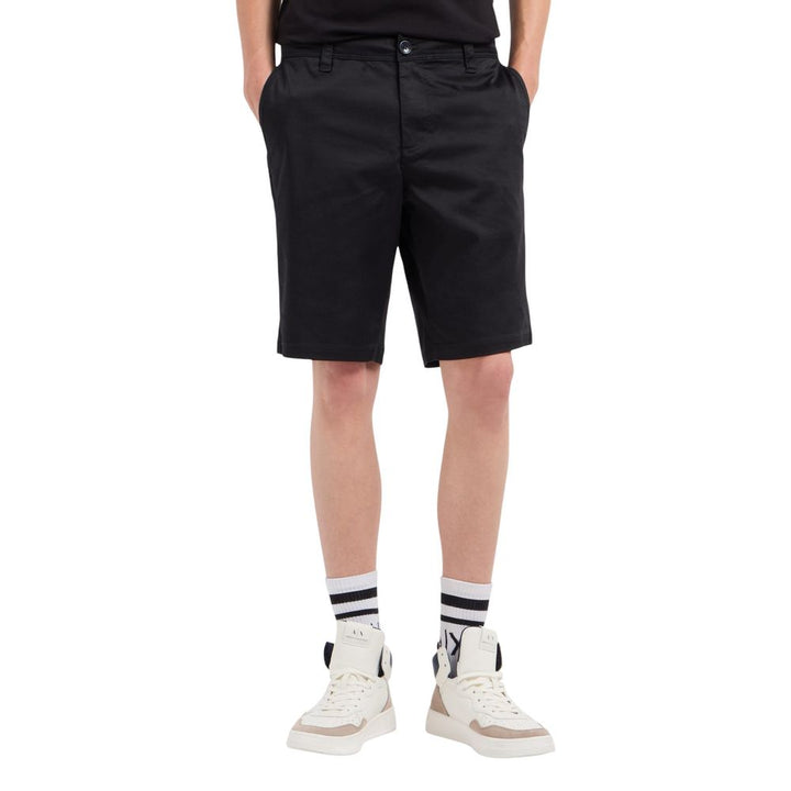 Men’s Armani Exchange Black Cotton Bermuda Shorts