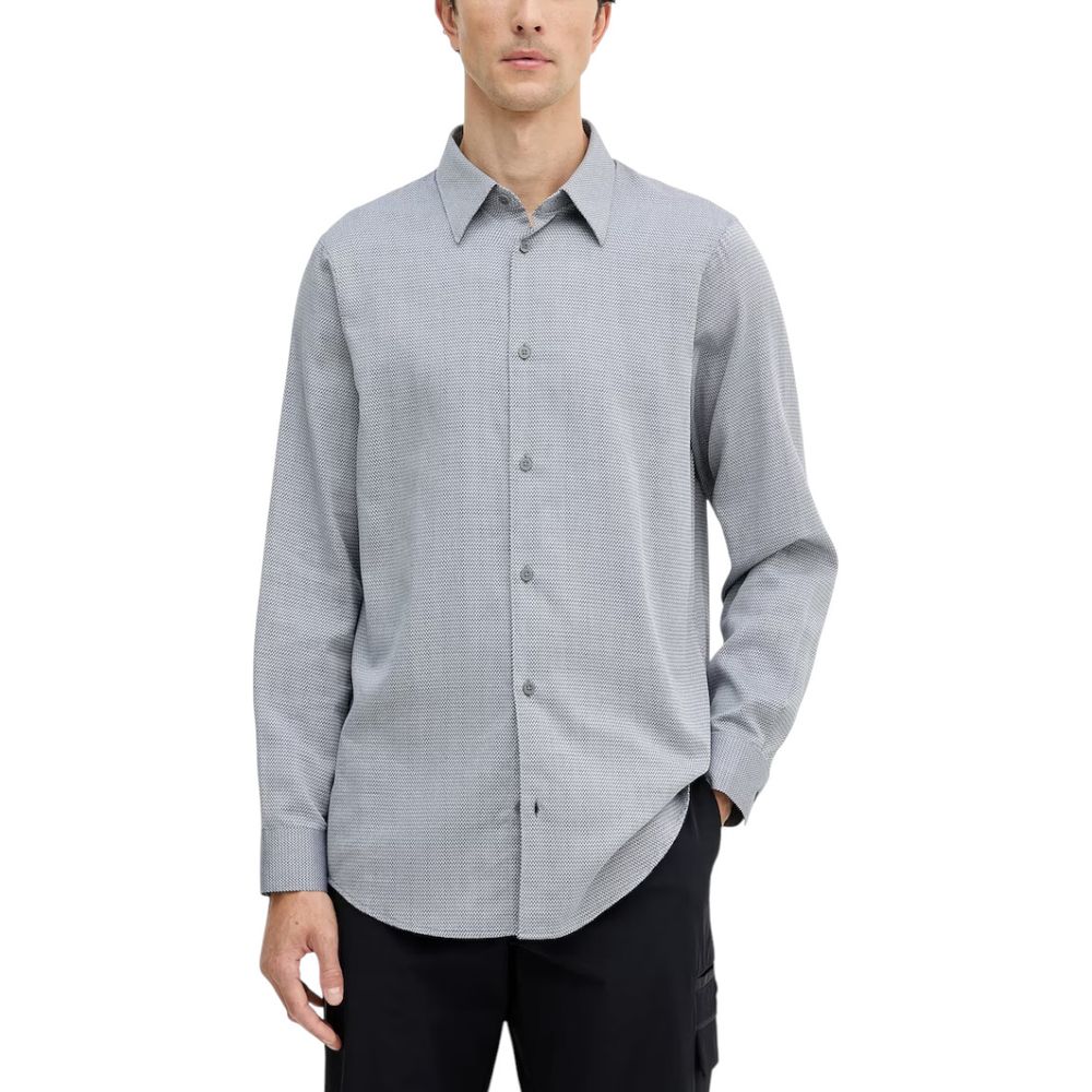 Armani Exchange Black and White Cotton Dress Shirt