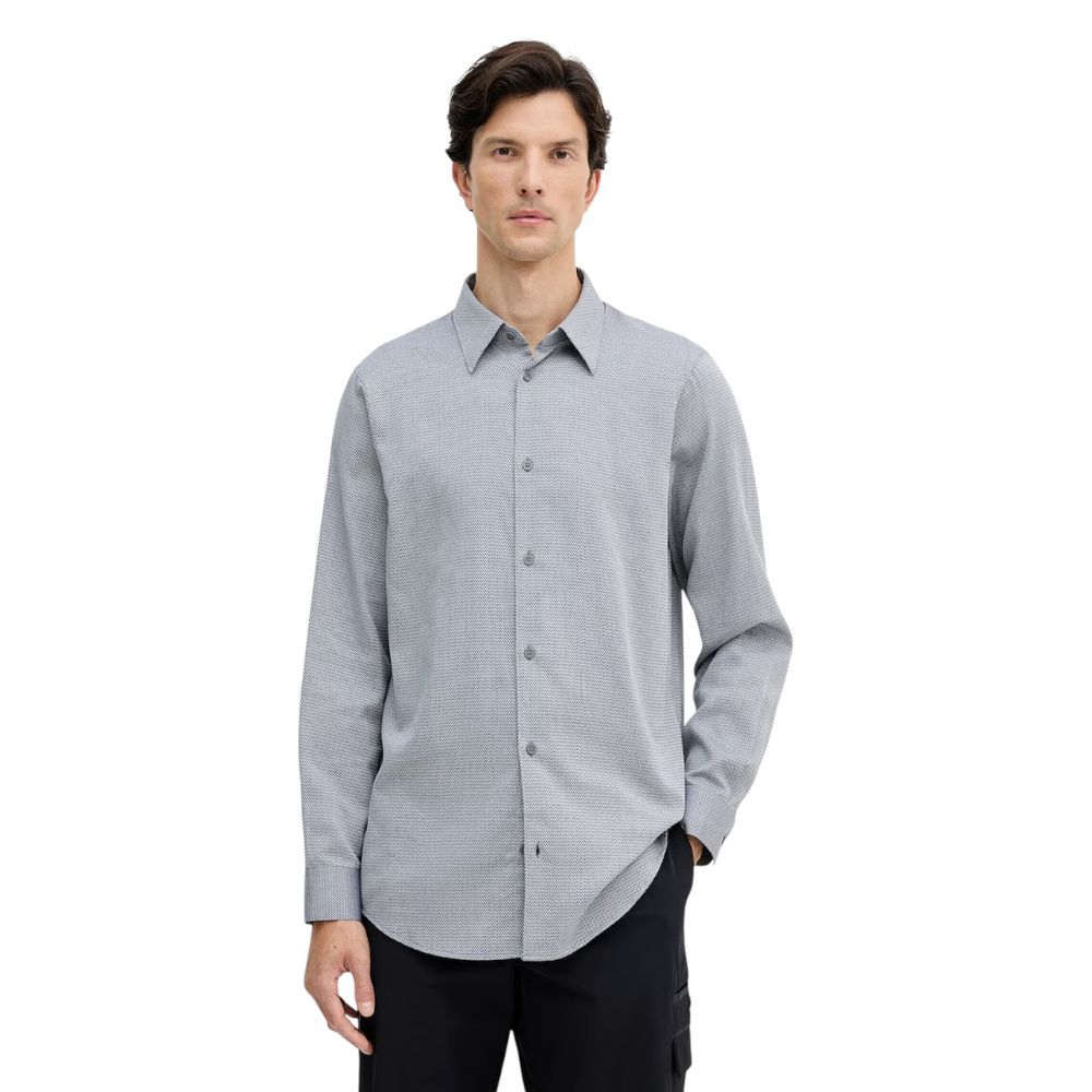 Armani Exchange Black and White Cotton Dress Shirt