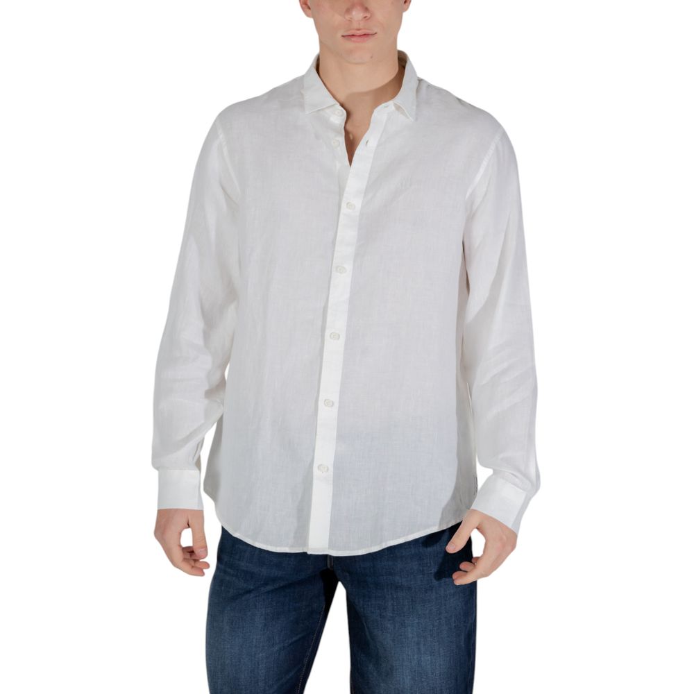 Men’s Armani Exchange White Linen Dress Shirt