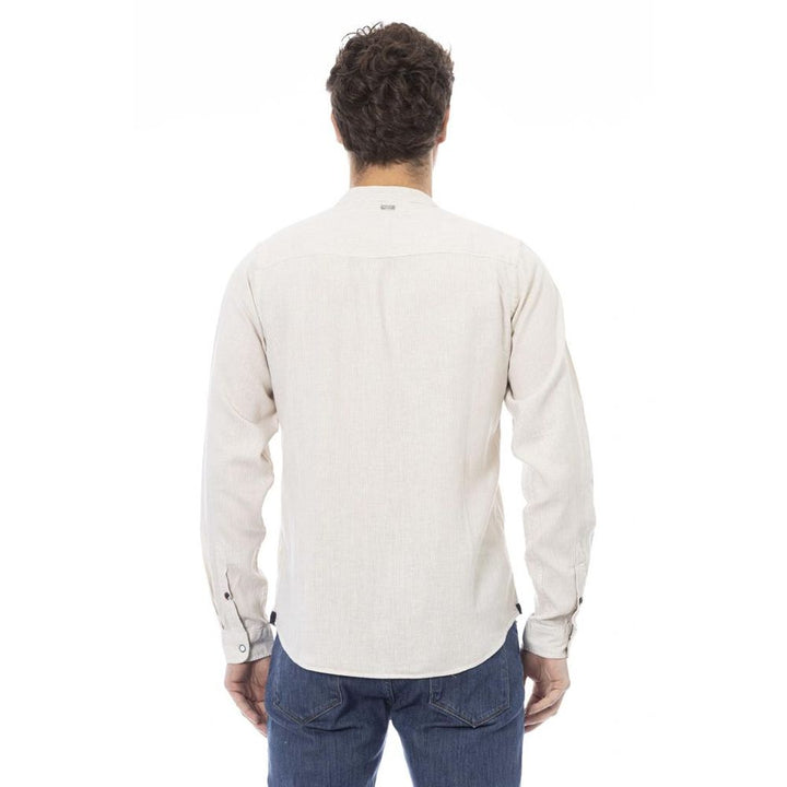 Men’s Baldinini Trend White Rayon Long Sleeve T-shirt
