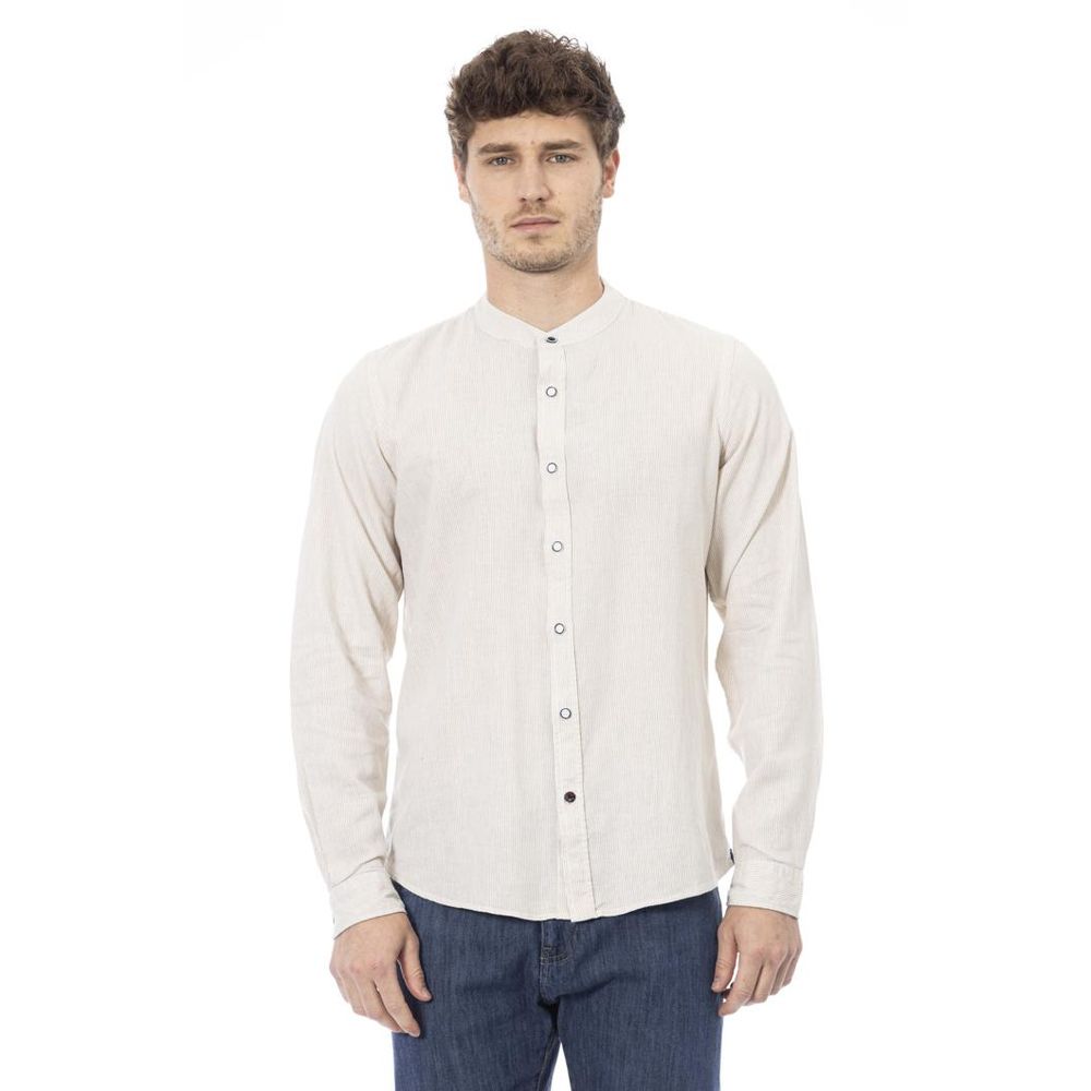 Men’s Baldinini Trend White Rayon Long Sleeve T-shirt
