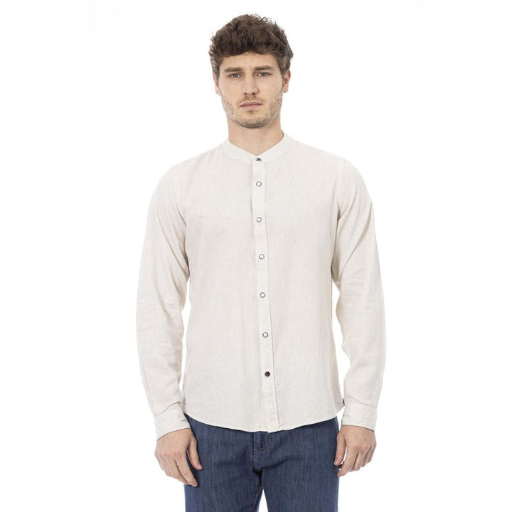 Men’s Baldinini Trend White Rayon Long Sleeve T-shirt