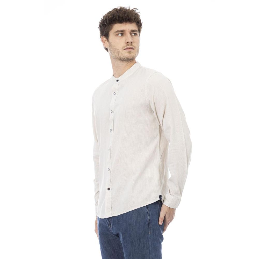 Men’s Baldinini Trend White Rayon Long Sleeve T-shirt