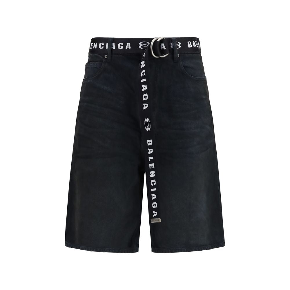 Men’s Balenciaga Black Cotton Bermuda Shorts