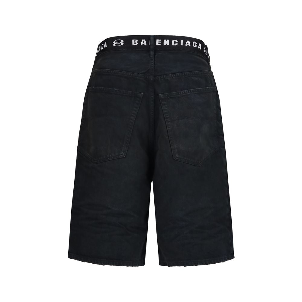 Men’s Balenciaga Black Cotton Bermuda Shorts