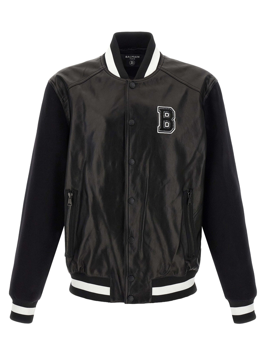 Men’s Balmain Bicolor Lamb Leather Jacket