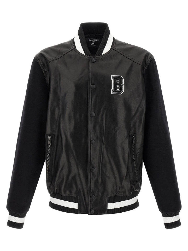 Men’s Balmain Bicolor Lamb Leather Jacket