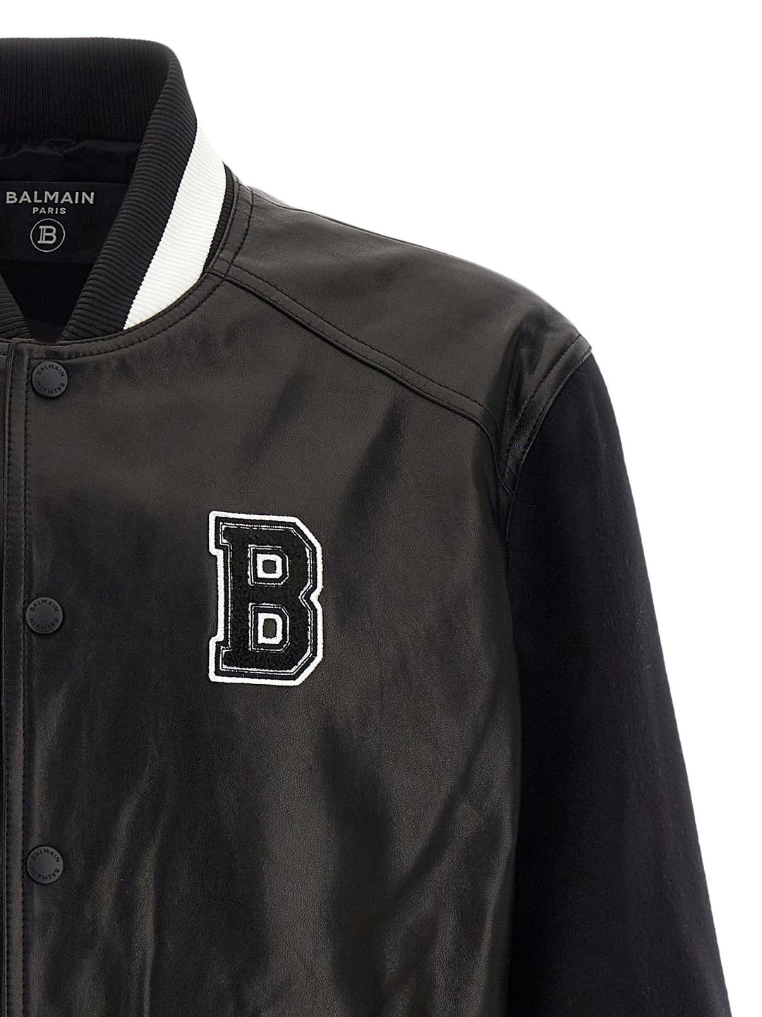 Men’s Balmain Bicolor Lamb Leather Jacket