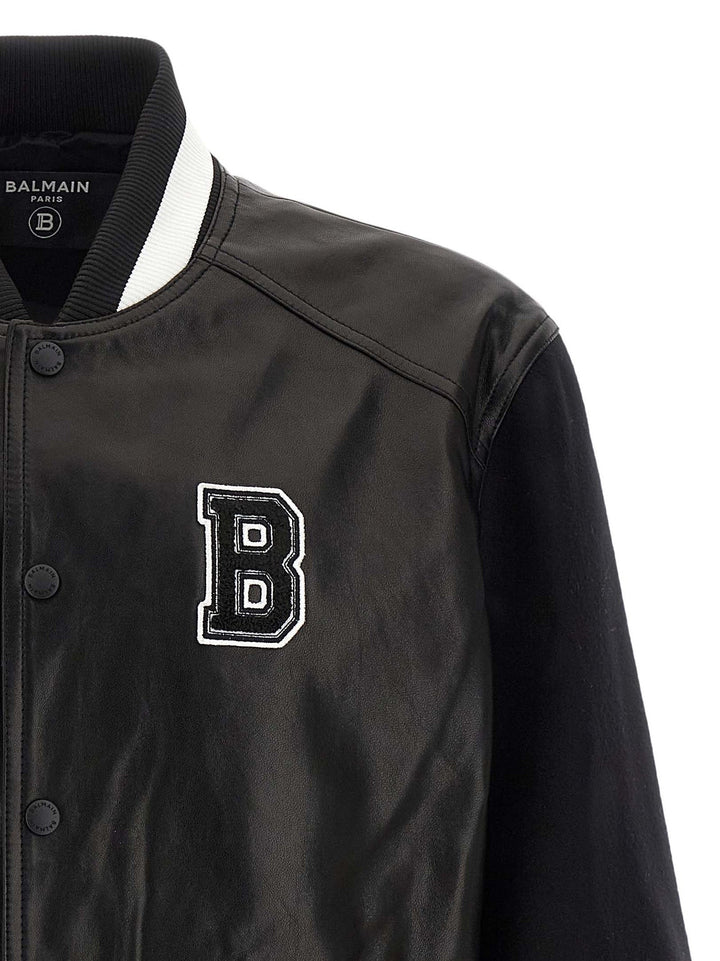 Men’s Balmain Bicolor Lamb Leather Jacket