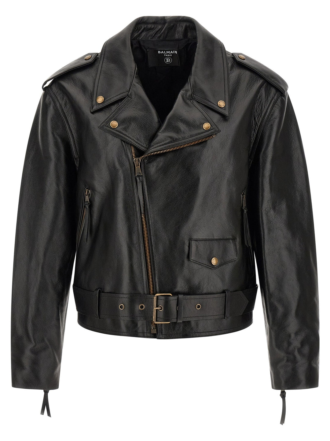 Men’s Balmain Black Calfskin Leather Jacket