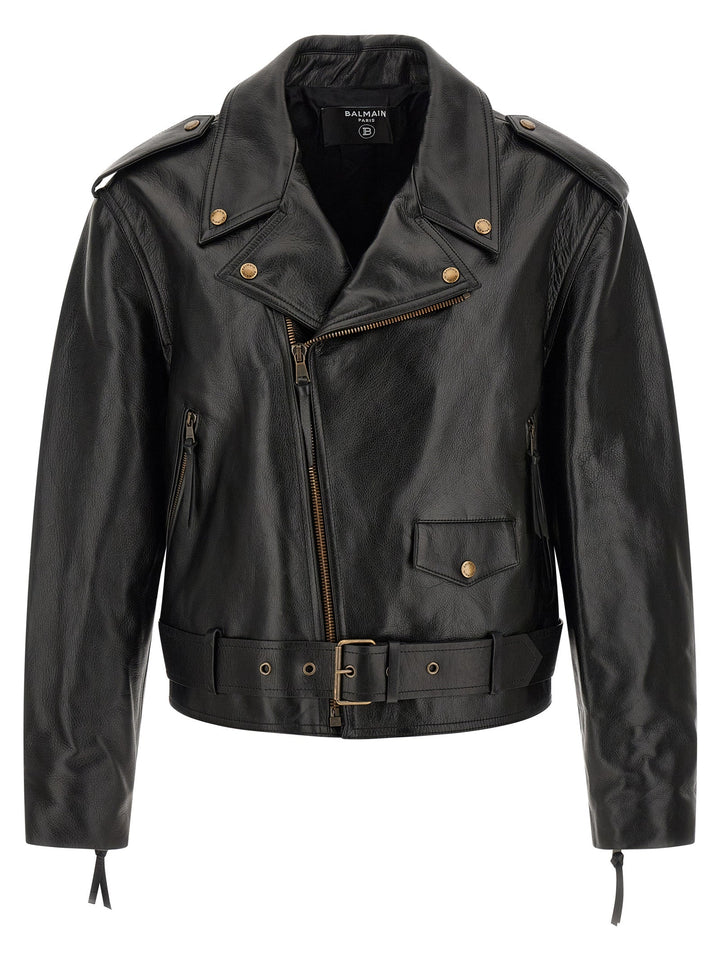 Men’s Balmain Black Calfskin Leather Jacket