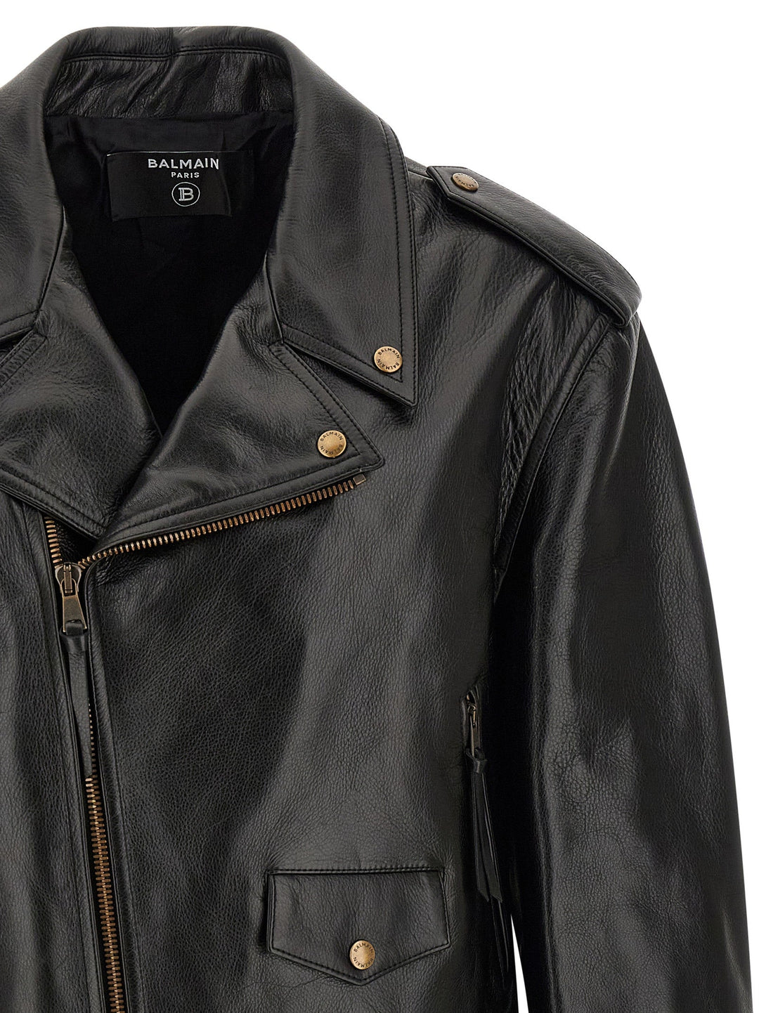 Men’s Balmain Black Calfskin Leather Jacket